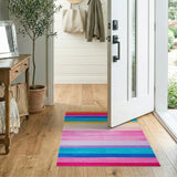 Stripe Vibrant Multi-Color Horizontal Stripe Area Rug