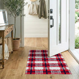 Bold Red Navy Plaid Geometric Area Rug