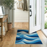 Geometric Modern Abstract Blue Waves Area Rug