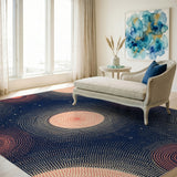 Navy Coral Orbit Dot Area Rug