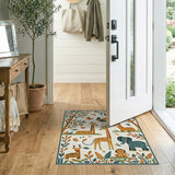 Whimsical Safari Kids Rug with Giraffes Tigers Elephants