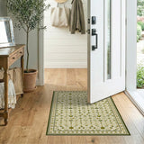 Green Floral Lattice Persian Rug