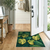 Green Lush Variegated Monstera Leaf Green Area Rug