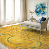 Swirl Yellow Swirl Abstract Area Rug