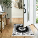 Black and White Black White Geometric Sunburst Area Rug