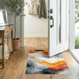 Abstract Flow Orange Gold Area Rug