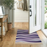 Geometric Modern Purple Purple Wavy Abstract Area Rug