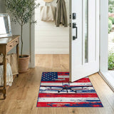 Distressed American Flag Biplane Area Rug
