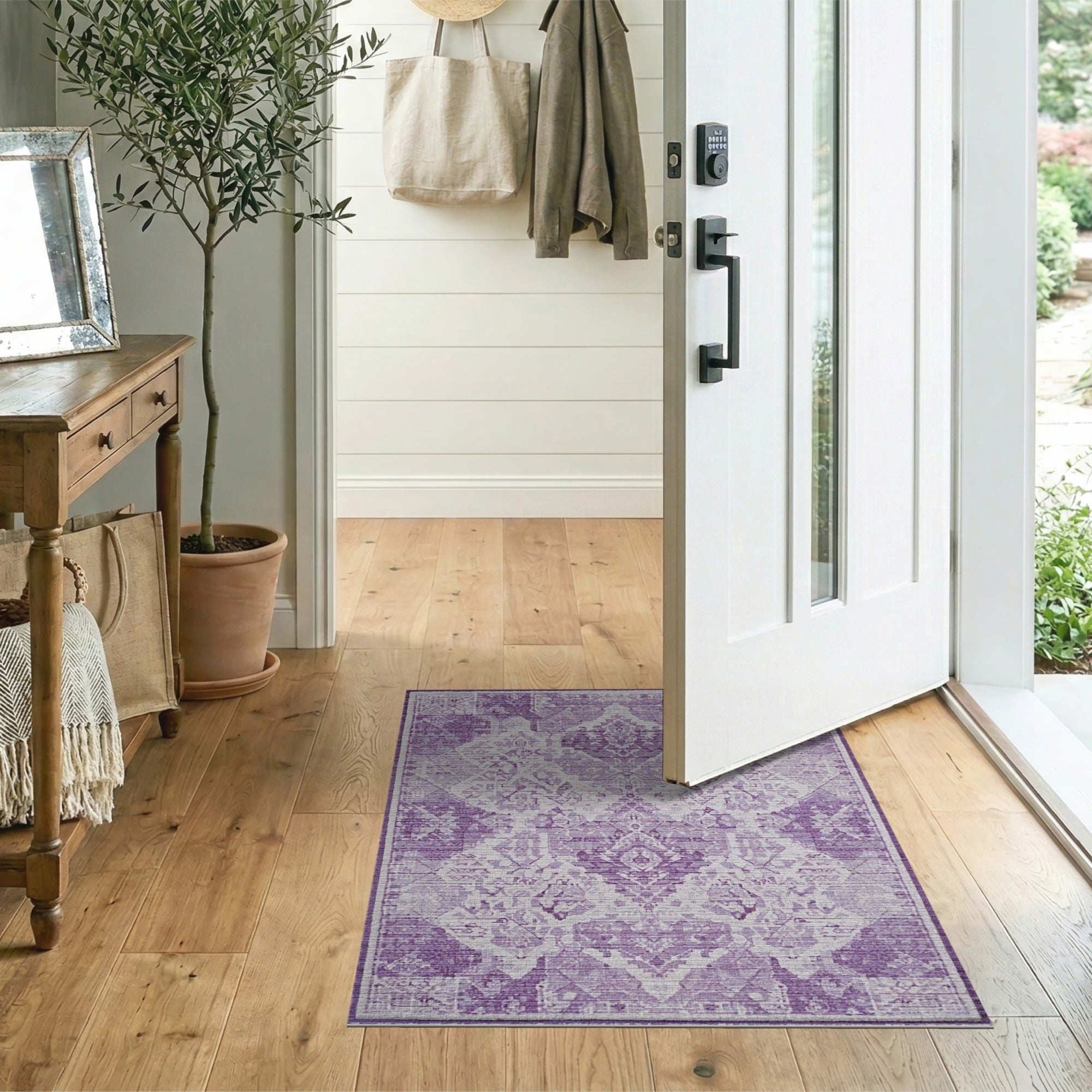 Traditional Persian Purple Persian Medallion Area Rug
