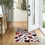 Playful Red Hearts Arrows Area Rug