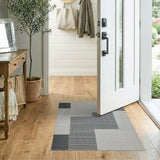 Modern Black White Geometric Mesh Area Rug