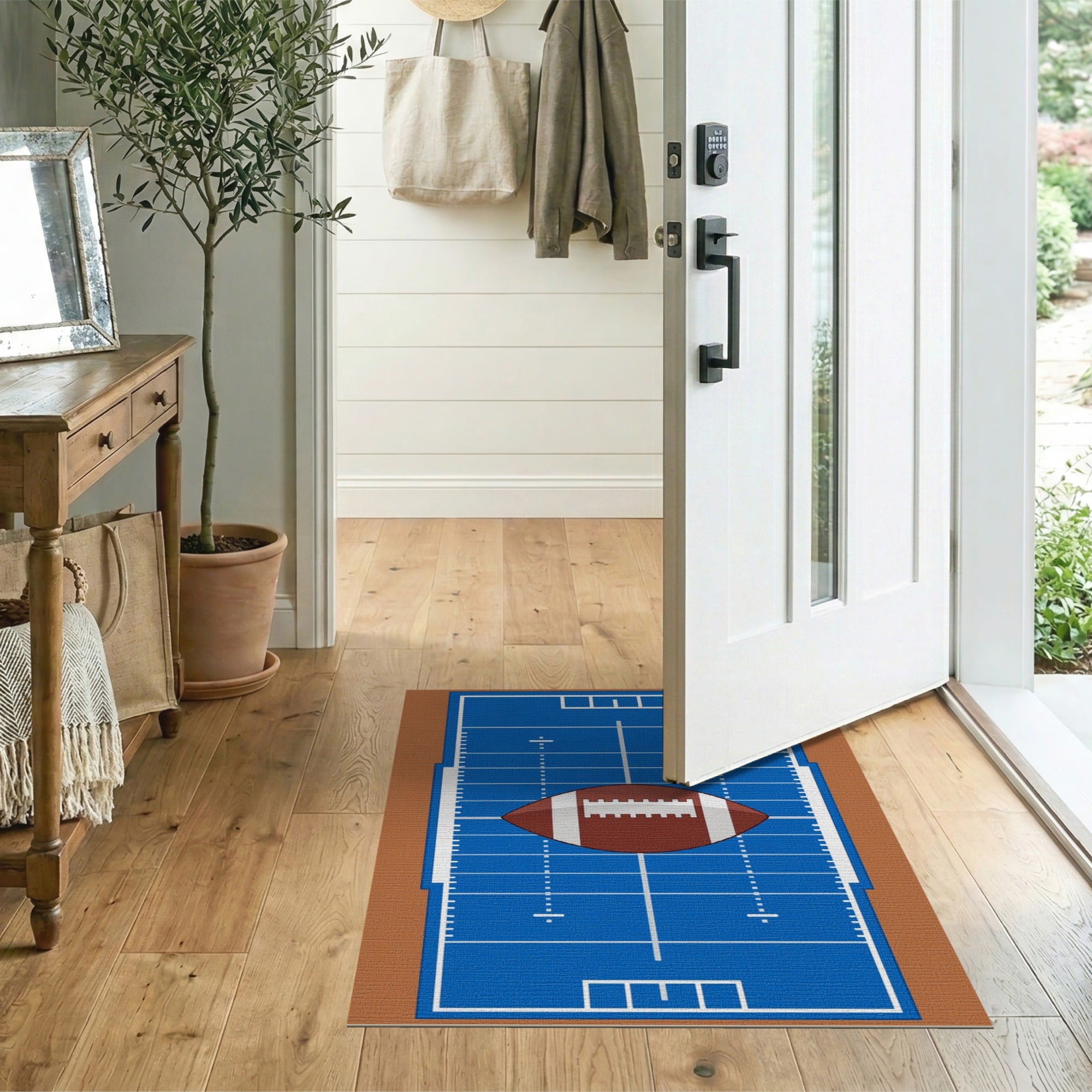 Football Field Cartoon Area Rug