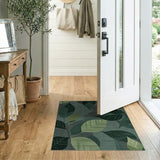 Abstract Area Abstract Green Leaves Area Rug