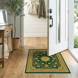 Opulent Green Gold Persian Floral Area Rug