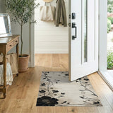 Vintage Black Floral Beige Area Rug