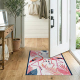 Pink Vibrant Pink Flamingo Palm Leaf Area Rug
