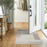 Beige Grey Geometric Woven Area Rug