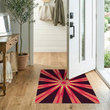 Geometric Modern Radiant Red Sunburst Geometric Area Rug