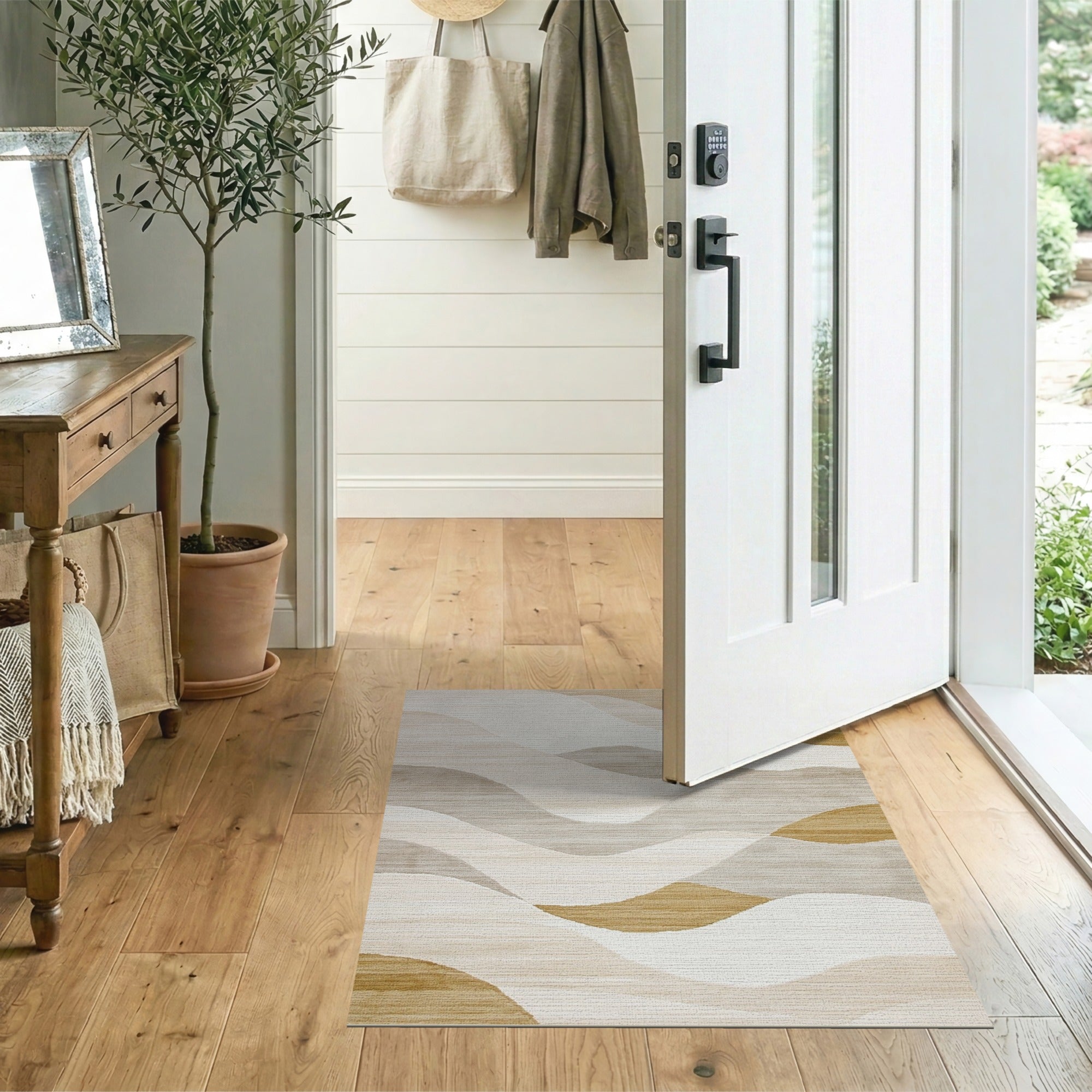 Abstract Area Abstract Wave Beige Neutral Area Rug