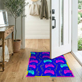 Neon Gaming Controller Pattern Area Rug