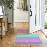 Pastel Rainbow Striped Area Rug