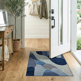Abstract Navy Teal Geometric Area Rug