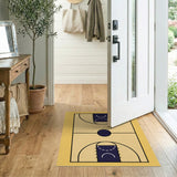 Geometric Modern Beige and Neutral Basketball Court Geometric Area Rug