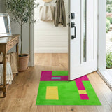 Vibrant Geometric Green Pink Area Rug