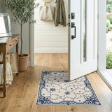 Navy Constellation Star Map Area Rug with Ornate Frame