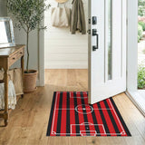 Red Black Striped Soccer Field Area Rug