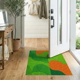 Vibrant Green Orange Abstract Wave Rug