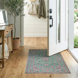 Blue and Teal Persian Floral Medallion Rug