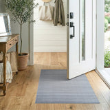Modern Grey Horizontal Stripe Fringe Rug
