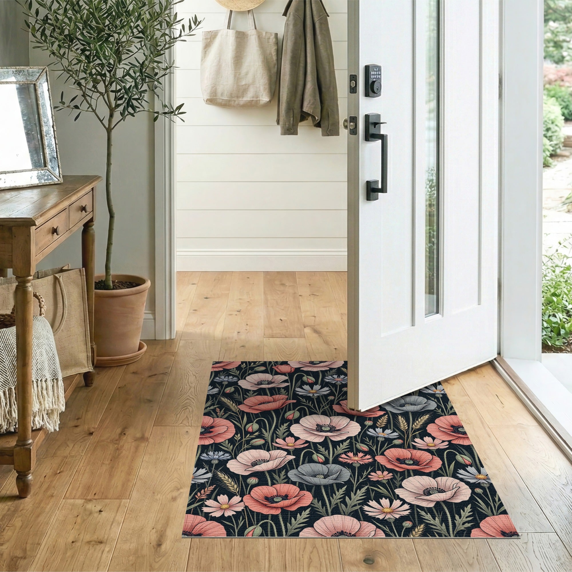 Vintage Poppy Wildflower Meadow Rug