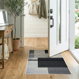 Bold Black White Geometric Woven Area Rug