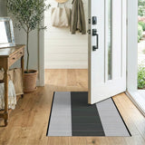 Black White Geometric Stripe Woven Area Rug