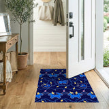 Cartoon Dogs with String Lights Navy Area Rug