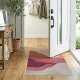 Abstract Wavy Pink Orange Area Rug