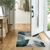 Teal Palm Frond Abstract Area Rug