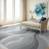 Grey Flowing Waves Area Rug