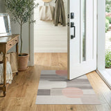 Abstract Geometric Grey Orange Circle Area Rug