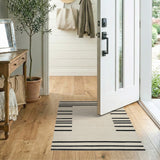 Bold Black Striped Geometric Area Rug