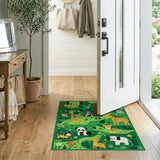 Whimsical Jungle Animals Kids Area Rug
