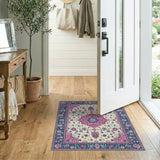 Pink Navy Traditional Persian Area Rug