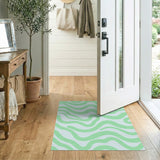 Abstract Area Mint Green Wavy Abstract Area Rug