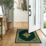Ornate Gold on Emerald Green Persian Rug