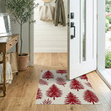 Red Pine Tree Fern Silhouette Area Rug