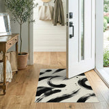 Abstract Black Ink Brush Strokes Area Rug
