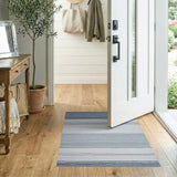 Navy Blue Horizontal Striped Woven Area Rug