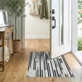 Modern Vertical Black White Stripe Area Rug